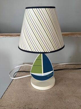 Navy & Green Sailboat Table Lamp - Nautical Kids Accent